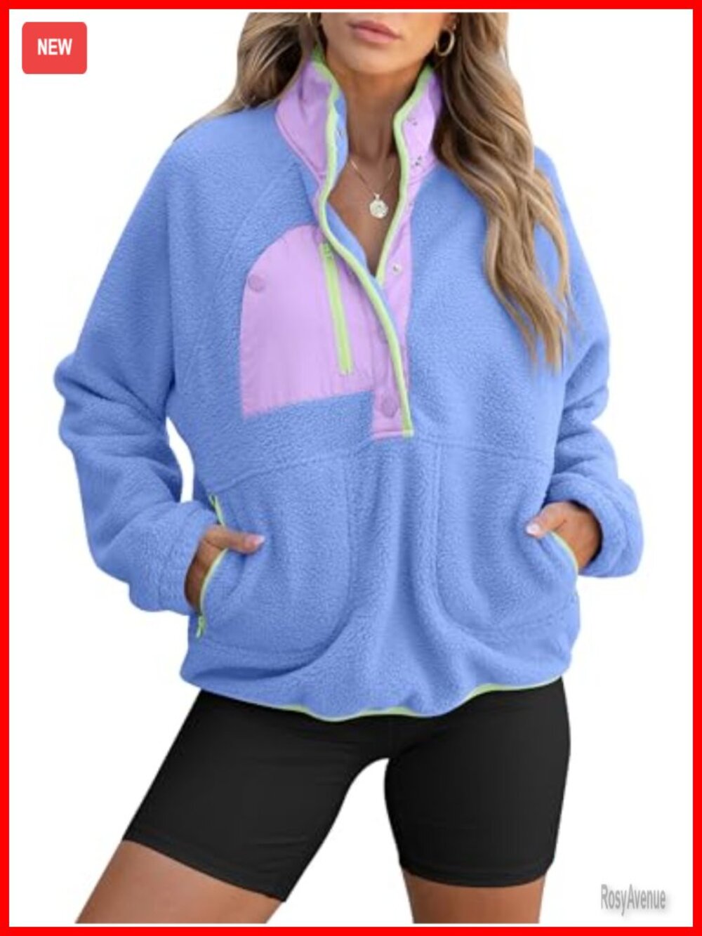 Fleece Pullover Jacket Fuzzy Sherpa Sweatshirt Pockets